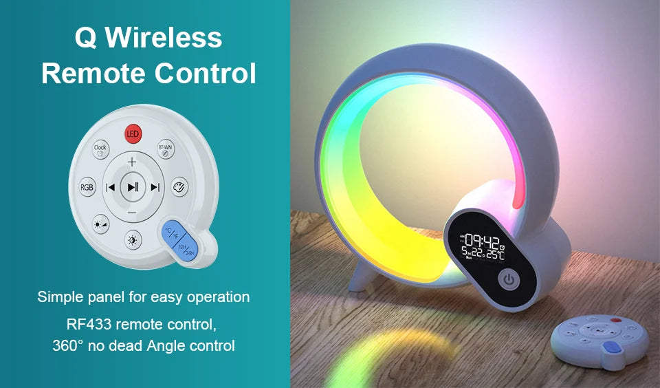 Novelty Smart Q Wake Up Light Ambient Light And Wake-Up Night Light Dimmable Wake-up For Children Bedroom Decorative Birthday Gi
