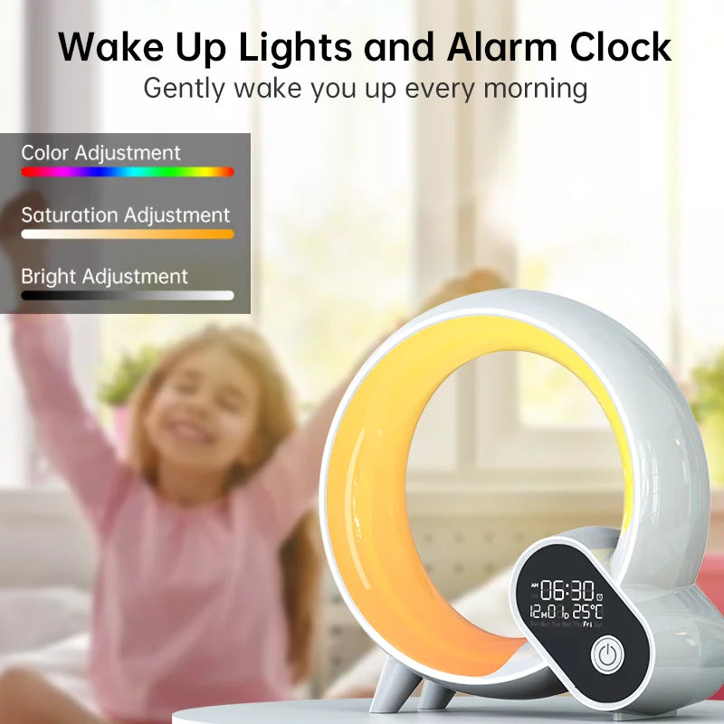 Novelty Smart Q Wake Up Light Ambient Light And Wake-Up Night Light Dimmable Wake-up For Children Bedroom Decorative Birthday Gi