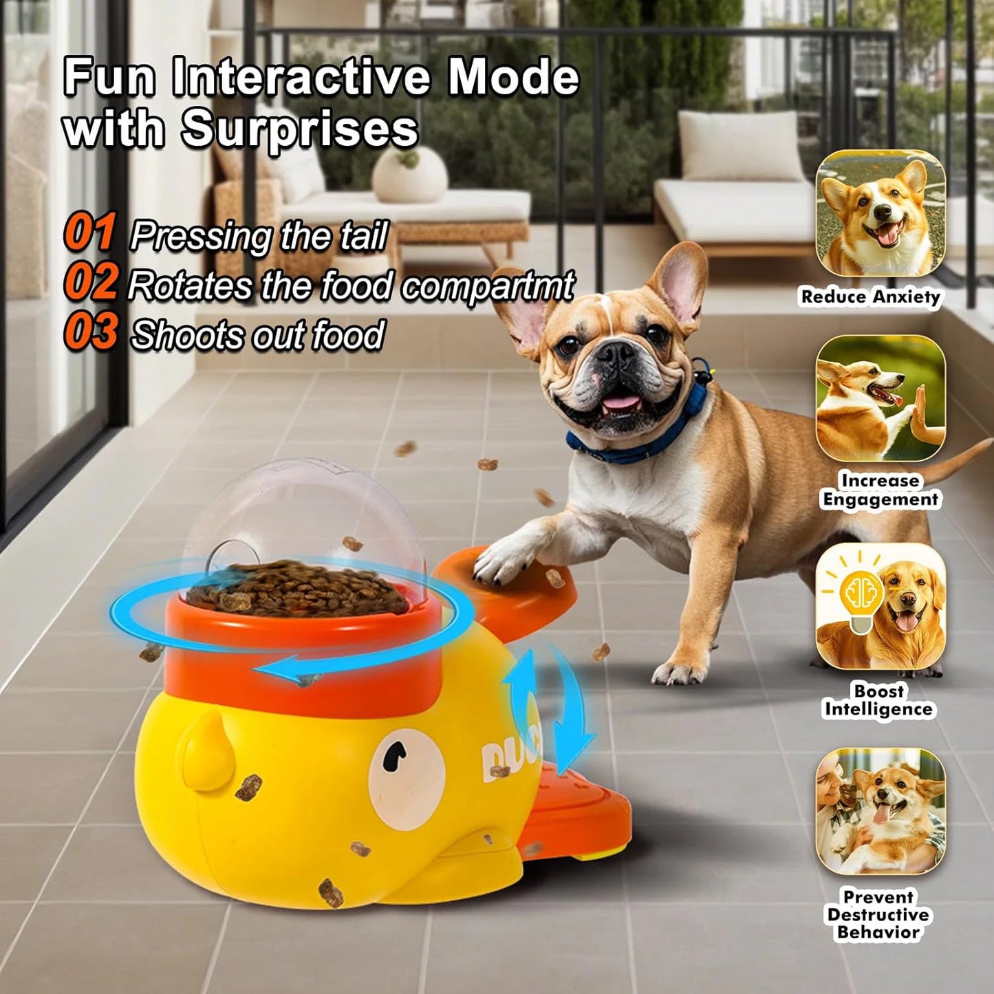 Pet Snack Feeder Dog Food Dispenser Automatic Feeder Puppy Cartoon Duck Design Used to Train Dogs Accessories Cats Cat Supplies