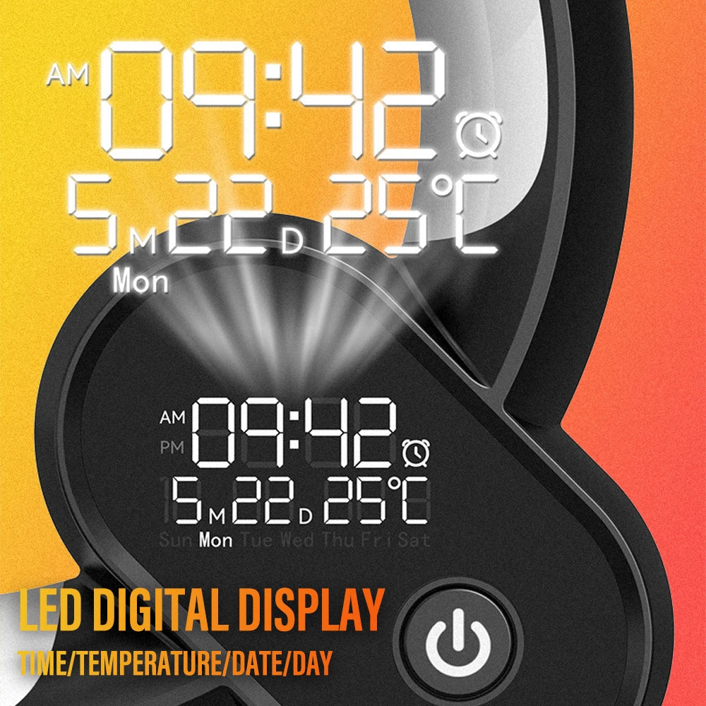 LED Smart Wake Up Night Light BT Speaker APP Remote Control Simulation Sunrise Alarm Clock White Noise Bedside Companion Sleep