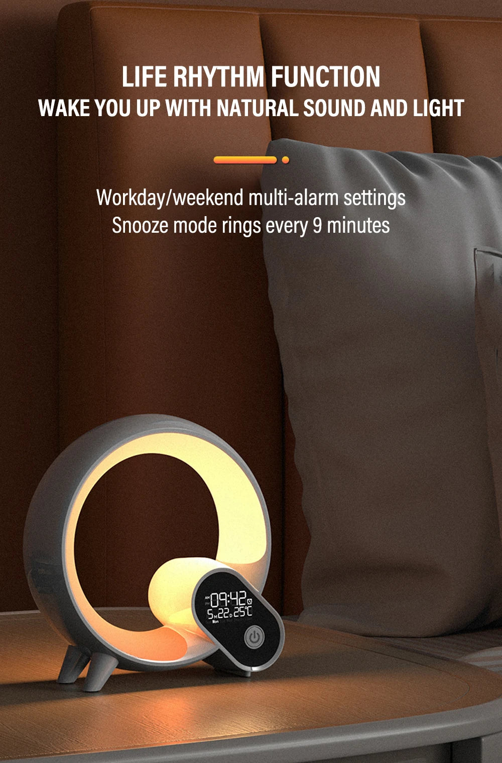 LED Smart Wake Up Night Light BT Speaker APP Remote Control Simulation Sunrise Alarm Clock White Noise Bedside Companion Sleep
