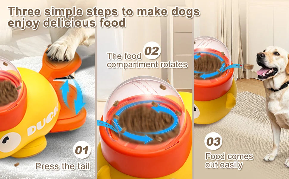 Pet Snack Feeder Dog Food Dispenser Automatic Feeder Puppy Cartoon Duck Design Used to Train Dogs Accessories Cats Cat Supplies