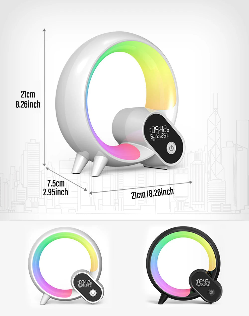 LED Smart Wake Up Night Light BT Speaker APP Remote Control Simulation Sunrise Alarm Clock White Noise Bedside Companion Sleep
