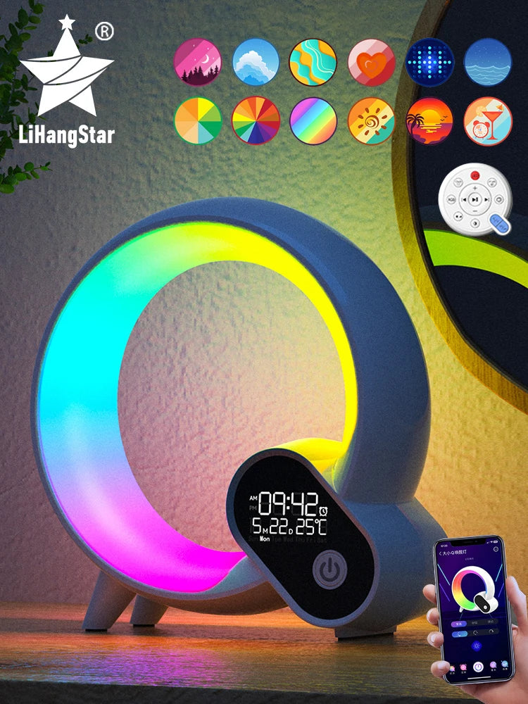 LED Smart Wake Up Night Light BT Speaker APP Remote Control Simulation Sunrise Alarm Clock White Noise Bedside Companion Sleep